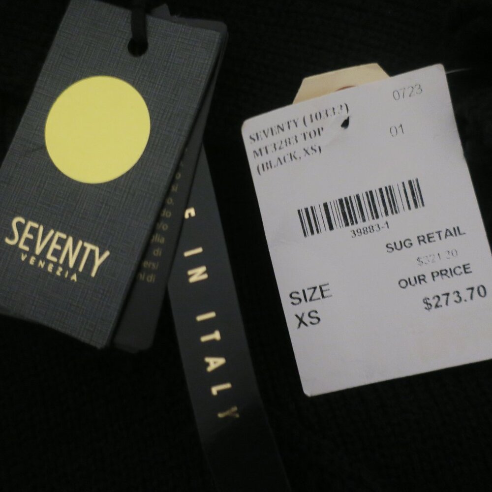 Seventy Venezia Women's Black Top Sweater Knit with Collar Wool NWT - Picture 4 of 4